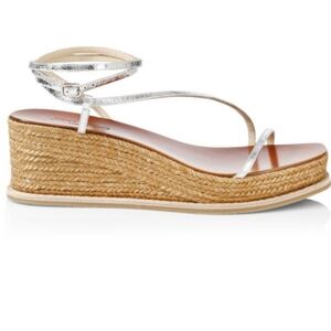 Jimmy Choo Drive 60 Metallic Wedge Espadrille Sandal....Size 8.5